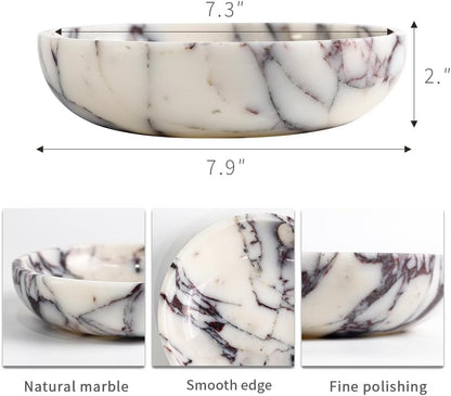 Marble Key Bowl for Home Decor, Decorative Bowl for Coffee Table, Marble Fruit Bowl for Table Centerpiece, Coins Candy Catchall Bowl for Entryway (Calacatta Viola, 7.8" X 1.9")2