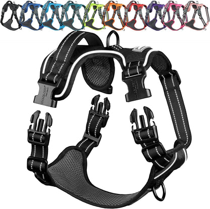VIVAGLORY No Pull Dog Harness Vest Harness, L, Orange - Patterned | with Handle Front and Back Clip for Training & Pulling, No Pull & Escape Proof Padded Adjustable for Pet Puppy9