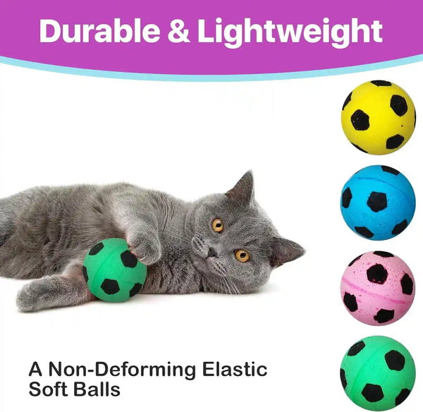 SPOT Sponge Soccer Ball Cat Toys for Cats and Kittens - Interactive and Colorful Plush Toy, Fun to Bat and Chase, Keep Cats Entertained - 1.5" Assorted 4-Pack4