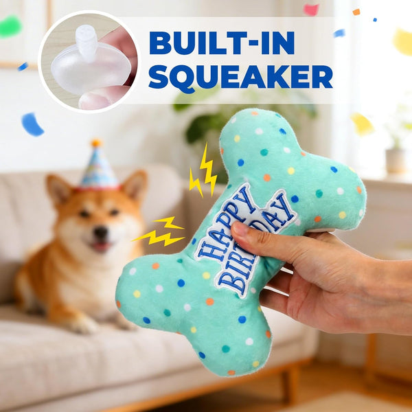 Primepets Dog Birthday Toys, Plush Dog Squeaky Toys, Stuffed Puppy Chew Toy for Small Medium Large Dogs, Bone Pet Toy2