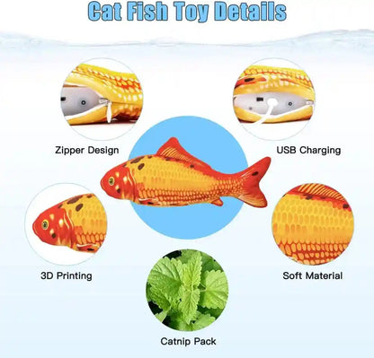 TOOGE 2 Pack 9" Floppy Fish Cat Toys with Silvervine and Catnip for Indoor Cats for Small Dogs Interactive Automatic Flopping Fish Cat Kicker Toys for Cats Puppy Small Dog2