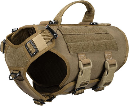 ICEFANG No Pull Tactical Dog Harness for Large Dogs,Adjustable Dog Vest | Control Handle,Molle Panel,Front Hook,3 Leash Clips,Soft Padded,For Walking Training,Pink,Large26