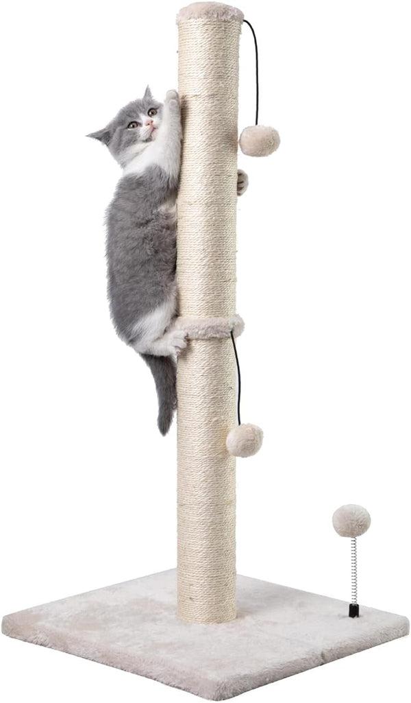 MECOOL Cat Scratching Post Premium Basics Kitten Scratcher Sisal Scratch Posts with Hanging Ball 22In for Kittens or Smaller Cats (22 Inches for Kitten, Beige)16