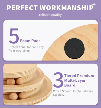 Made4Pets Kitten Toy Scratching Post for Indoor Cats with Ball Track | Interactive Cat Scratching Post with Natural Sisal Rope, Rolling Ball Track and Durable Plywood Base, Modern Home Décor5