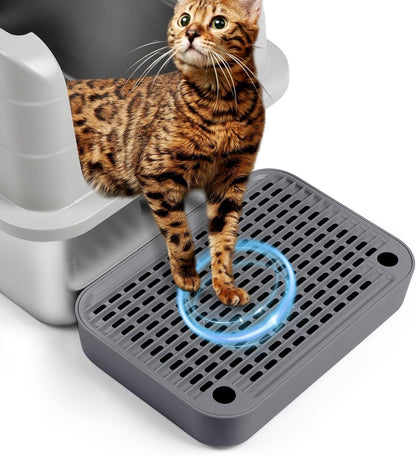 Cat Litter Box Ramp, Litter Box Step Mat with Filter Function Cat Stair for Litter Box, Easy to Clean, 11.8''X 8.2''X 2'' Cats Pedal Step Stool Ideal for Kitten & Elderly Cats (Light Grey)14