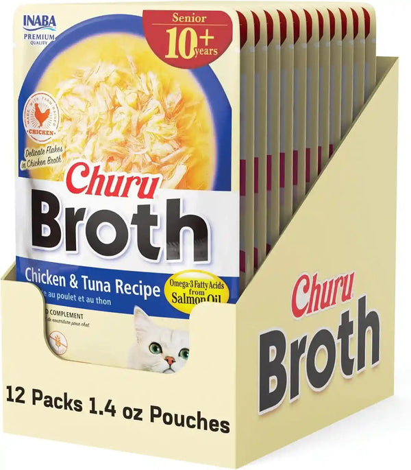 INABA Churu Broth for Cats, Side Dish Pouch, 1.4 Ounces per Pouch, 12 Pouches, Chicken & Seafood Variety13