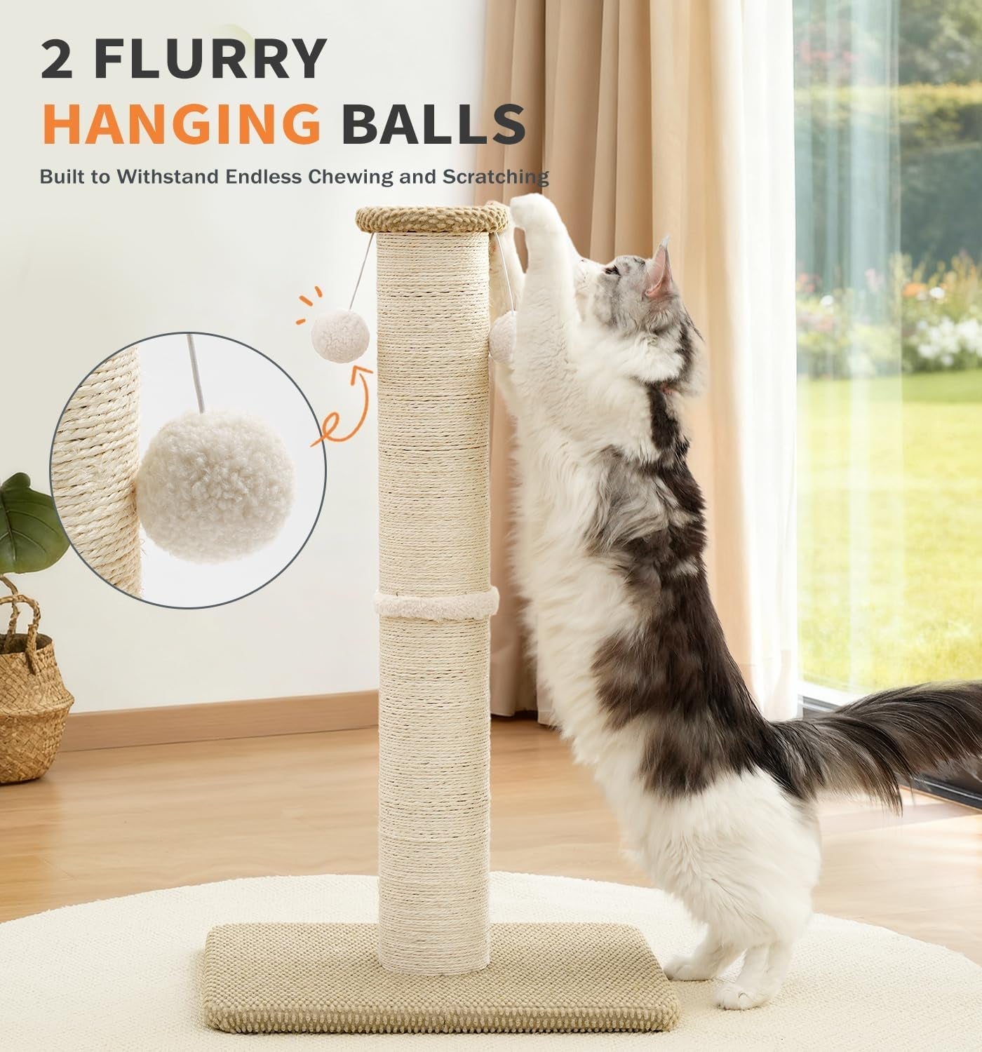 made4pets-tall-cat-scratching-post-23-6-natural-sisal-cat-scratcher-with-hanging-balls-heavy-duty-and-thicker-scratching-post-for-indoor-cats-adults-sturdy-base-cat-scratch-post-beige