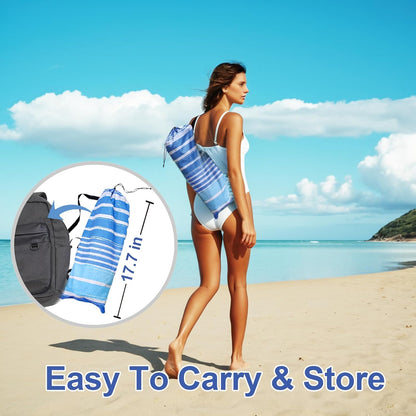 6Ft Beach Umbrella - Heavy Duty Wind Resistant UV 50+ Portable Sun Shade with Sand Anchor & Carry Bag, Outdoor Folding Umbrella for Beach, Pool, Patio, Garden (Blue Stripe) No Tilt the Sand Needs to Exceed the Spiral 6Inch4