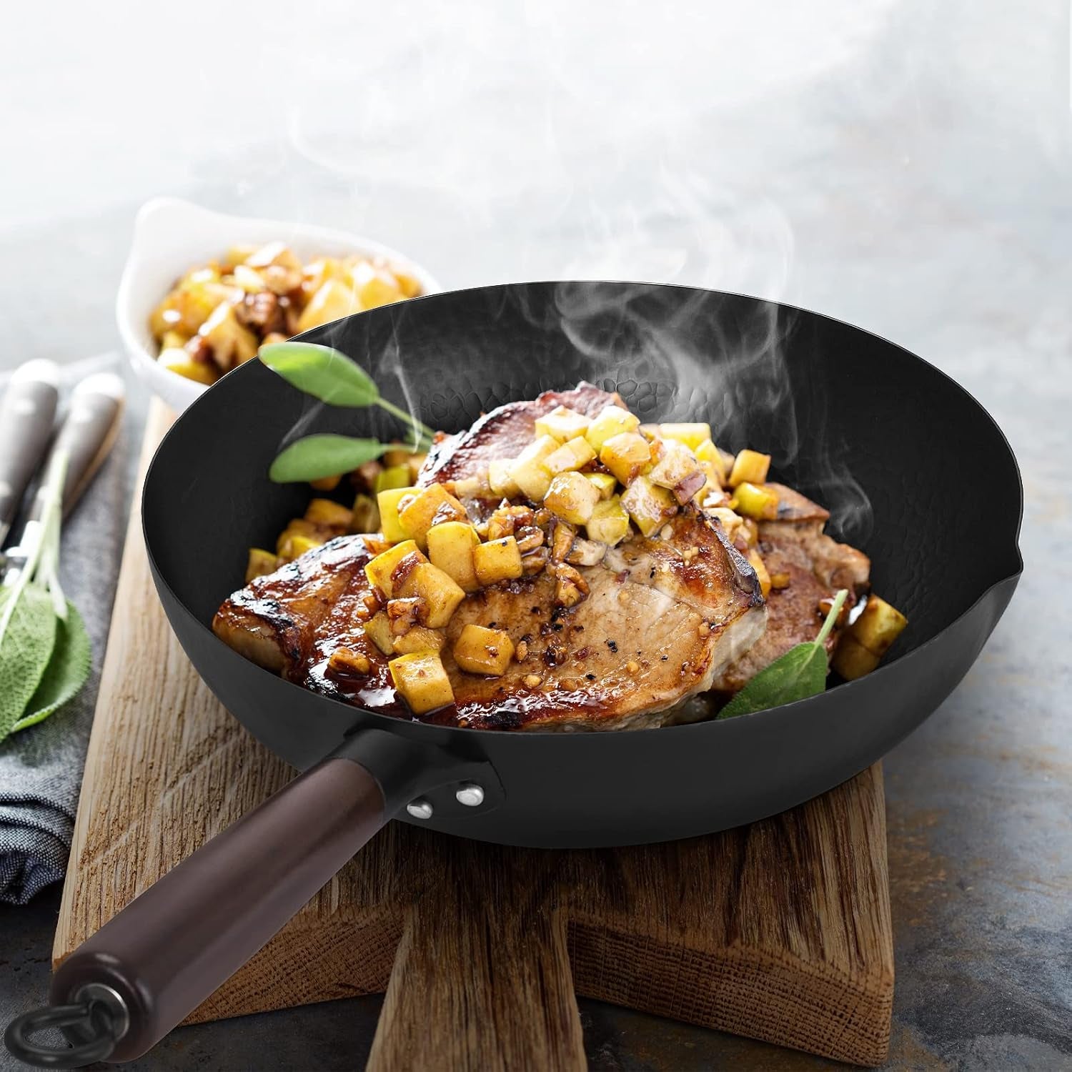 hand-hammered-carbon-steel-wok-wooden-lid-asian-spatula-with-handle-stir-fry-pan-for-chinese-japanese-and-cantonese-cuisine-flat-bottom-wok-cooking-by-cookeries-2-accessories