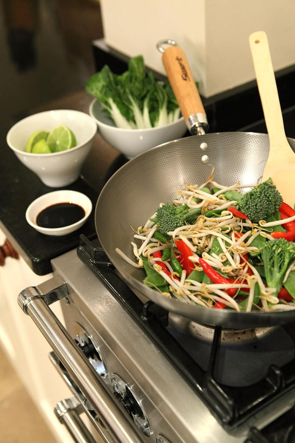 12108410 Carbon Steel Wok with Wood Handle 27Cm/10.5 -Inch, Silver (Lacquer Finish)3