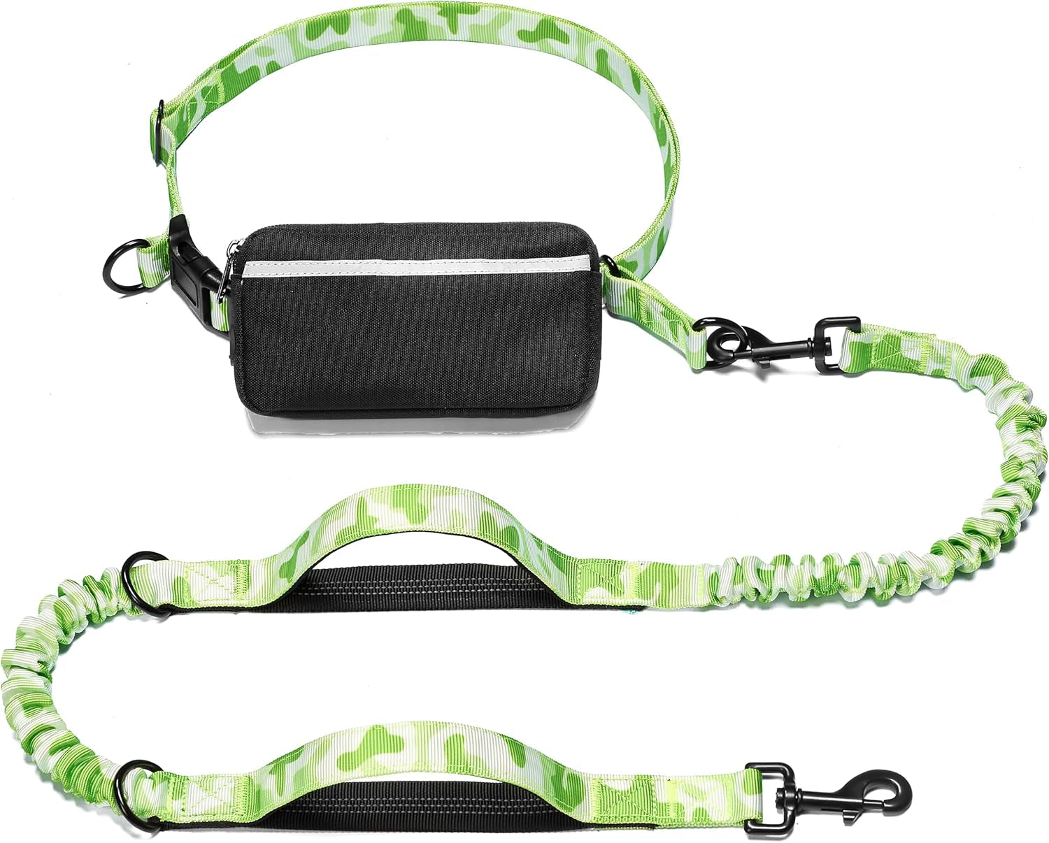 iyoshop-hands-free-dog-leash-with-zipper-pouch-dual-padded-handles-and-durable-bungee-for-walking-jogging-and-running-your-dog-large-25-120-lbs-black