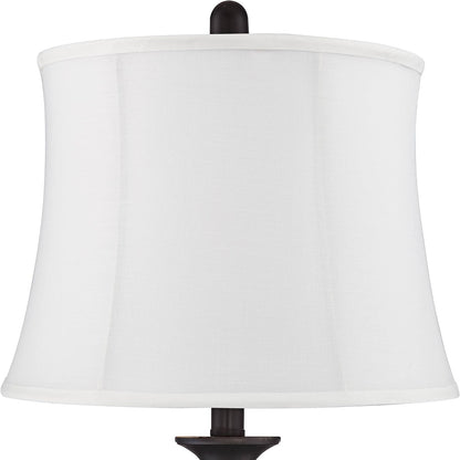 Ben 25" High Table Lamps Set of 2 Dark Bronze Brown Farmhouse White Shade | Traditional Rustic Candlestick Metal Bedroom Living Room House Bedside Nightstand Office Softback Drum Shade2