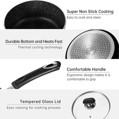 Nonstick Saucepan Set with Lid, Non Stick 1Qt & 2Qt Sauce Pan Set with Glass Lid Small Pot for Home Kitchen3
