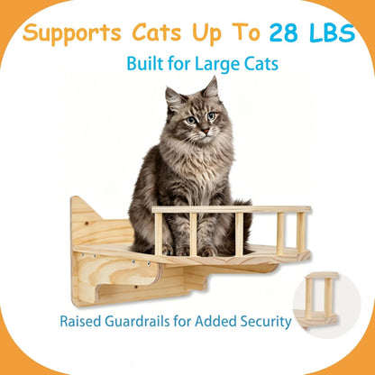 Cat Wall Shelves, 9-Piece Cat Wall Furniture for Large Cats | Solid Pine Wall Mounted Cat Furniture with Cat House, Cat Climbing Shelves, Ladder and Sisal Scratching Posts for Indoor Cats3