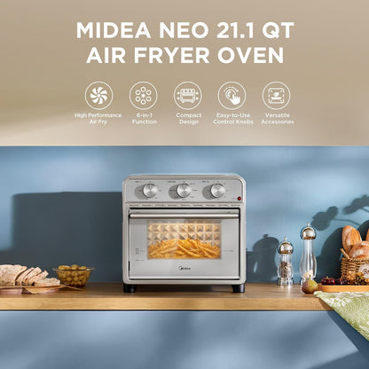 Midea Neo Air Fryer Toaster Oven Combo, 21.1 Quarts, Stainless Steel | with Air Fry, Toast, Pizza, Broil, Bake, and Reheat Functions2