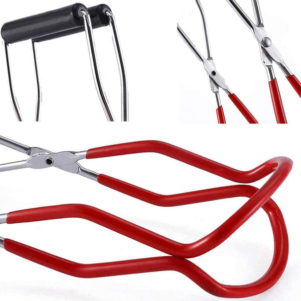 Canning Jar Lifter Tongs - Stainless Steel Jar Lifter with Rubber Grips | Slip Wide-Mouth Clip for Kitchen Restaurant, Red4