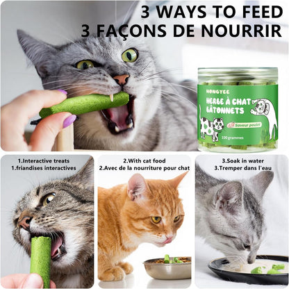 20Pcs Cat Grass Stick Snacks (100G), Freeze Dried Snacks, Catnip, for Cat Dental Care and Hairball Removal, Pampering Gastrointestinal System6