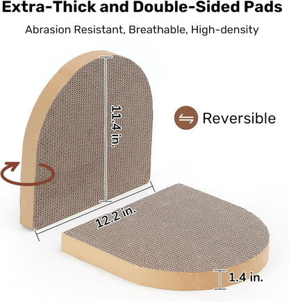 FUKUMARU Cat Scratcher, 24 Inch Sofa Shape Cat Scratching Bed Couch Indoor | Oval Felt Cat Scratcher Bed with Reversible Detachable Cat Scratching Boards, round Cats Scratch Pads Refill, Beige7