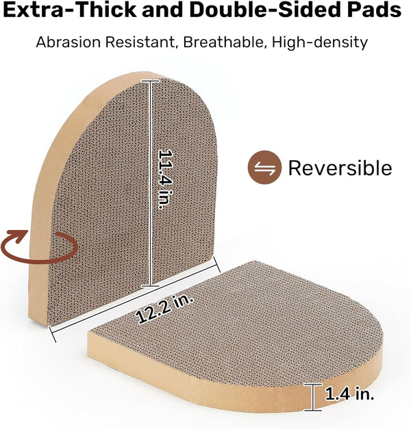 FUKUMARU Cat Scratcher, 24 Inch Sofa Shape Cat Scratching Bed Couch Indoor | Oval Felt Cat Scratcher Bed with Reversible Detachable Cat Scratching Boards, round Cats Scratch Pads Refill, Beige7