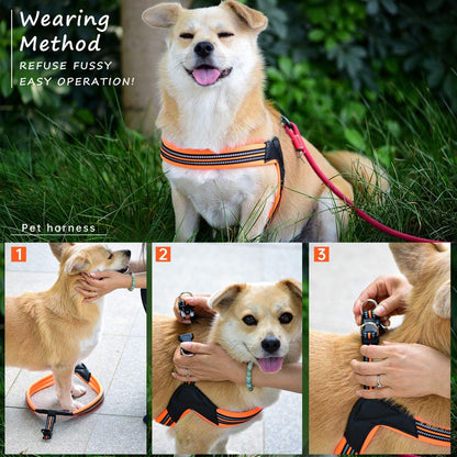 Dog Harness No Pull Ultra Soft Breathable Padded Pet Harness 2 Adjustable Botton, 3M Reflective Pet Harness for Dogs Easy Control for Small Medium Large Dogs3
