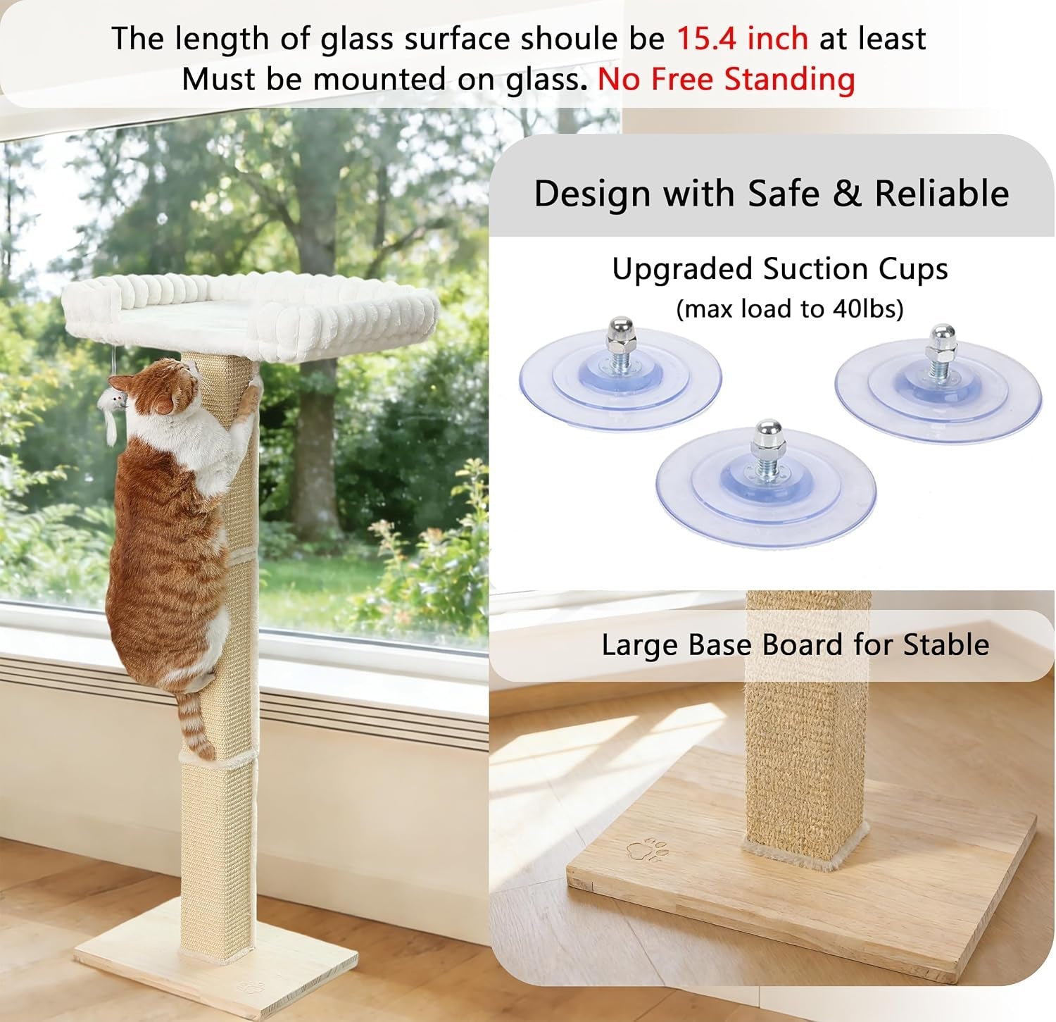 cat-scratching-post-with-large-window-perch-47-inch-tall-sisal-cat-tree-glass-suction-cup-mounting-for-large-cat-maine-coons-thick-square-sisal-post-ultra-soft-bolstered-bed-hold-up-to-45-lbs
