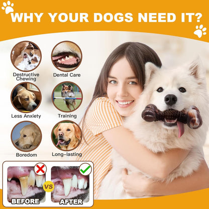Dog Chew Toys for Aggressive Chewers, 2Pack Indestructible Dogs Bone Toy for Large Small Medium Breeds, Durable Tough Nylon Dog Toys to Keep Them Busy, Puppy Teething Dogs Toy Bone, Beef&Bacon Flavor5