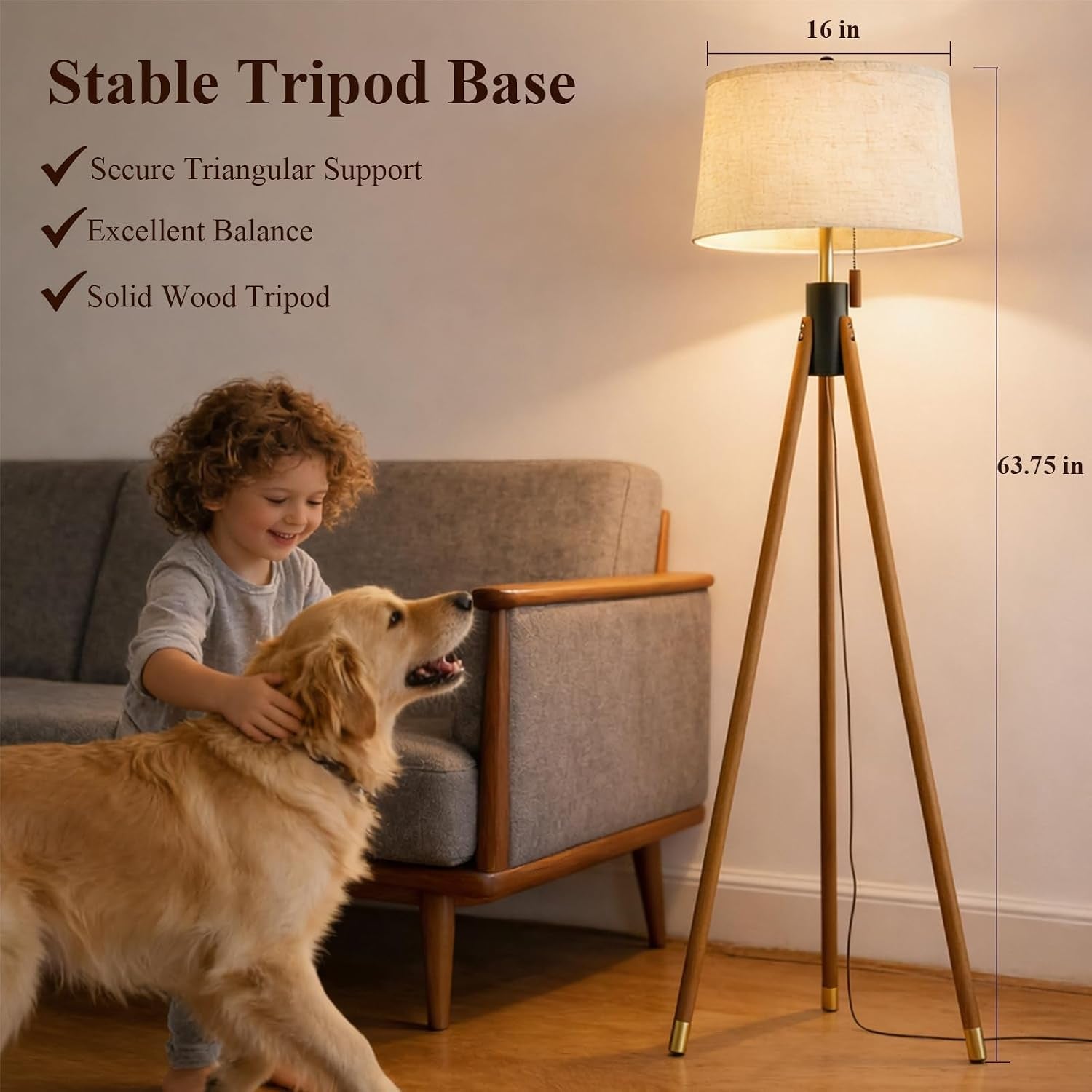 mid-century-tripod-floor-lamp-with-pull-chain-black-gold-finish-two-tone-solid-wood-design-linen-tapered-drum-shade-tall-standing-lamp-for-living-room-bedroom-reading-corner-bulb-included