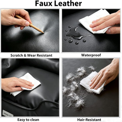 Marchul Faux Leather Dog Bed, Waterproof Cat Sofa Bed with Non-Slip Bottom | Leather Dog Bed, Washable Pet Couch for Small and Medium Dogs & Cats, 29.5 X 23.6In Black2