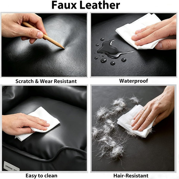 Marchul Faux Leather Dog Bed, Waterproof Cat Sofa Bed with Non-Slip Bottom | Leather Dog Bed, Washable Pet Couch for Small and Medium Dogs & Cats, 29.5 X 23.6In Black2