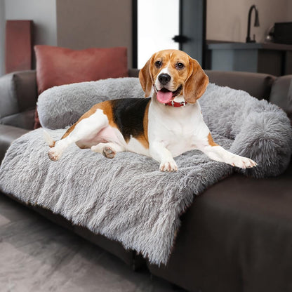 Calming Dogs/Cats Bed Mats, Dog Pad Washable Removable Couch Cover, Plush Long Fur Mat for Pets, Waterproof Lining, Perfect for Small, Medium and Large Dogs and Cats (Gradient Gray, 36"X31")20