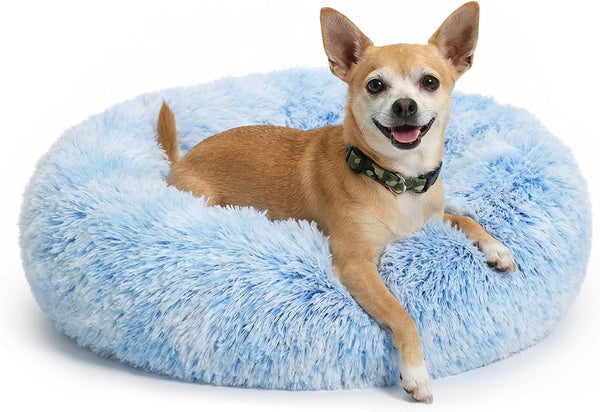 Small Calming Dogs Bed for Small Dogs Anti-Anxiety Machine Washable Fluffy Luxury Anti-Slip Waterproof Mute Base Warming Cozy Soft Pet Puppy round Bed16