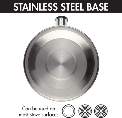 Stewart Whistling Tea Kettle for Stovetop, Stainless Steel Stove Top Kettle with Fast Boil Whistling Spout and Cool Touch Folding Handle, 1.5-Quart, Brushed Silver with Black Handle8