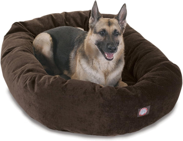 Majestic Pet 40 Inch Micro Velvet Calming Dog Bed Washable – Cozy Soft round Dog Bed with Spine for Head Support - Fluffy Donut Dog Bed 40X29X9 (Inch) – round Pet Bed Large – Pearl14