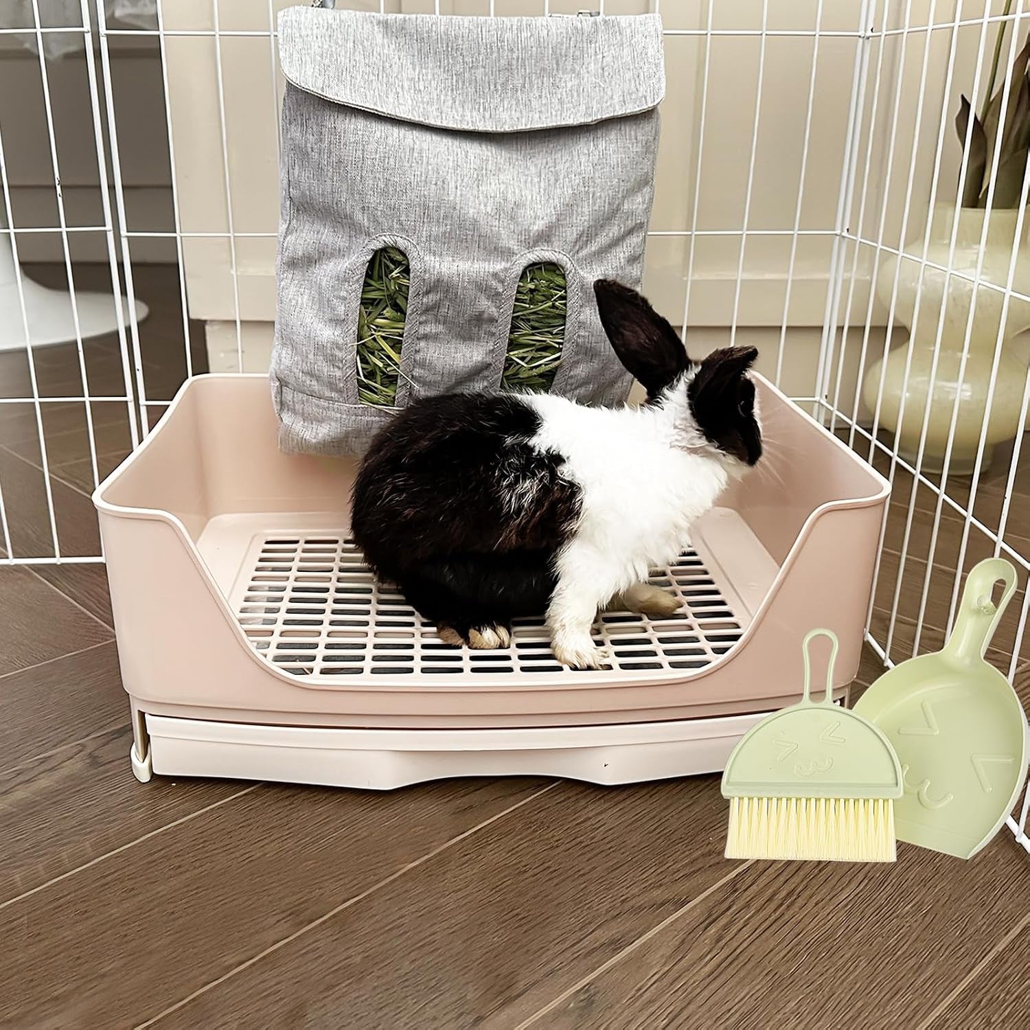 large-rabbit-litter-box-bunny-litter-box-potty-training-for-rabbits-litter-pan-with-drawer-rabbit-bedding-toilet-for-adult-guinea-pig-ferret-bunny-and-other-animals-brown
