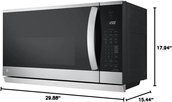 2.1 Cu. Ft. 30 In. Width Printproof Stainless Steel 1,050-Watt Smart Over-The-Range Microwave Oven with Extendavent 2.08