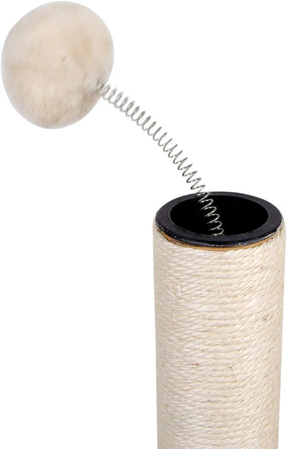 Cat Scratching Post with Carpet Botton Base and Spring Teasing Toy Ball for Indoor Cats and Kittens Grey5