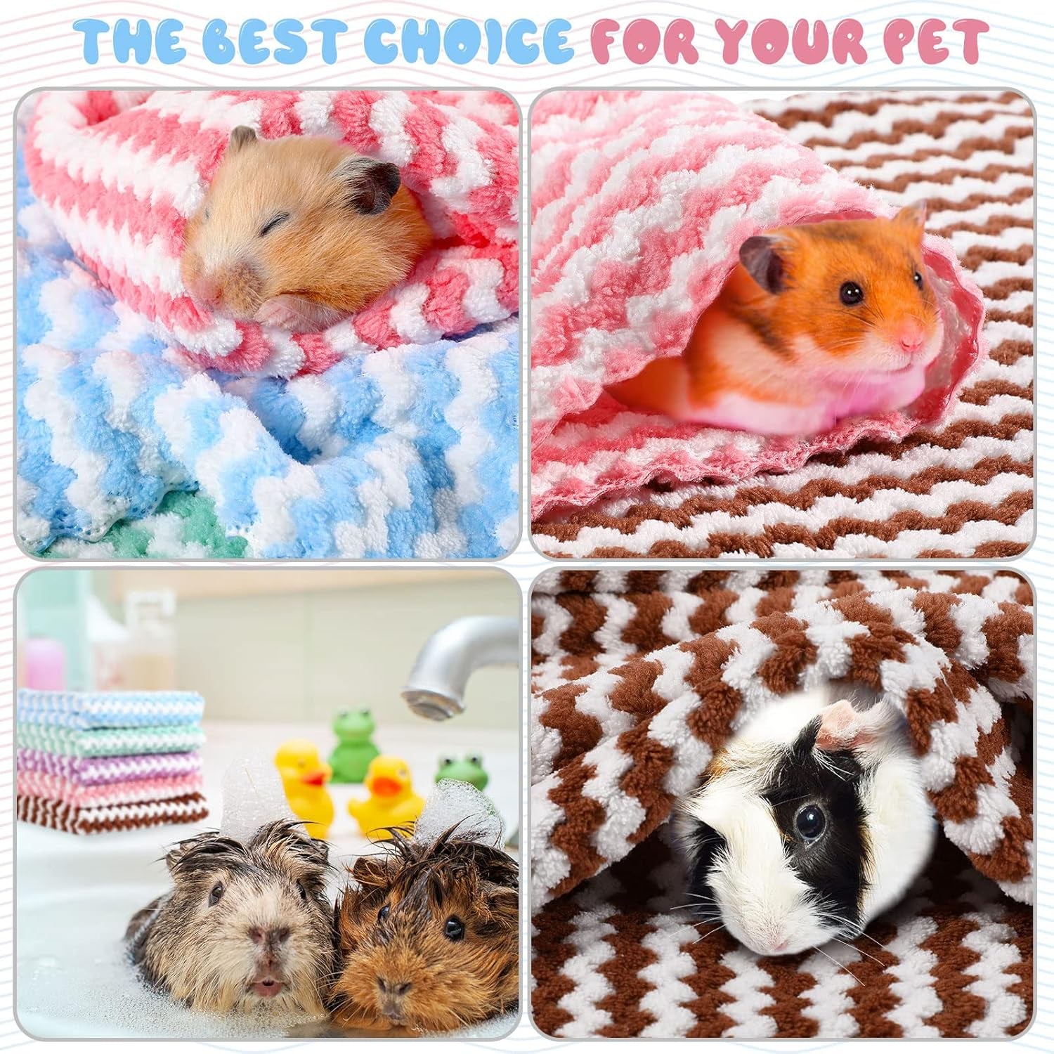 moukeren-20pcs-guinea-pig-fleece-bedding-blankets-bulk-washable-small-animal-fleece-cage-liners-pet-wash-cloth-sleeping-mat-cover-for-hamster-chinchilla-rabbit-hedgehogmulticolor-12-x-12-inch