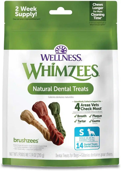 Whimzees Wellness Brushzees Natural Dog Dental Treat, VOHC Accepted Chews, Freshens Breath, Extra-Small Size, 12.7 Oz Bag, 48 Count21