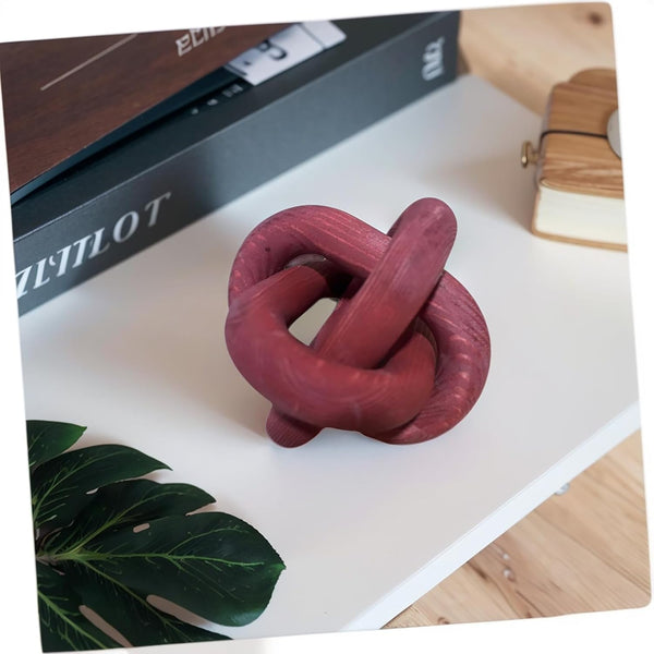 Wood Knot Decor -Coffee Table Decor,Wine Red Decor Shelf Decor | Entry Table Accessorie Boho Rustic Modern Shabby Chic Style Decor 3 Link Wooden Knot Chain Link Decor Burgundy Home2
