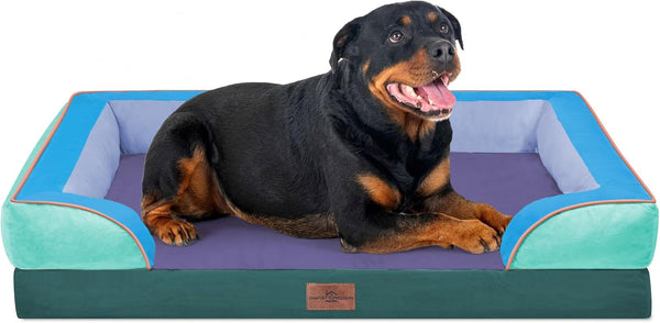 Comfort Expression Orthopedic Dog Bed for Extra Large Dogs with Bolster | Waterproof Dog Couch Bed with Washable Cover & Non-Slip Bottom, Supportive Egg Crate Foam XL Pet Bed, 42X30 Inch23