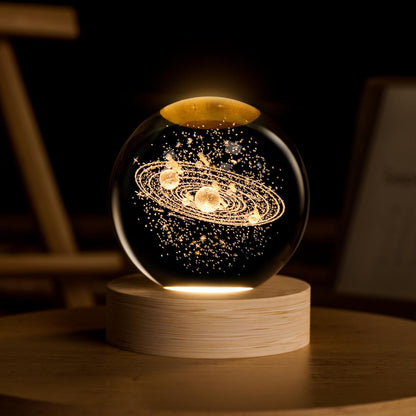 3D Solar System Crystal Ball, 2.4In Universe Gifts Decorative Quartz Glass Ball, Space Laser Engraved Model Astronomy Decor, Physics Display Sculpture Home Decor Crafts for Friends Mom Women Boys1