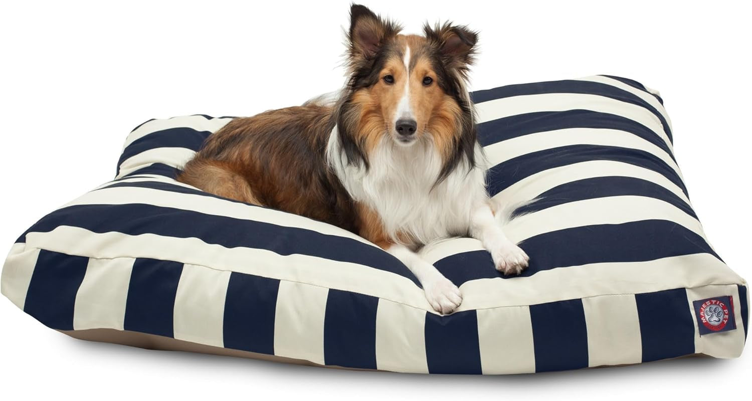 majestic-pet-stripes-rectangle-medium-dog-bed-washable-non-slip-comfy-pet-bed-dog-crate-bed-with-removable-washable-cover-dog-kennel-bed-for-sleeping-polyester-fiber-medium-black