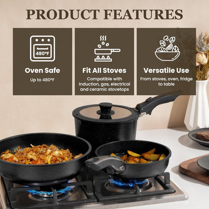 Nonstick Pots and Pans Set 24 Pack - Kitchen Cookware Set with Detachable/Removable Handle - Cooking Pans Set with Frying Pans, Egg Pan - Stackable, Oven Safe, Induction Ready5