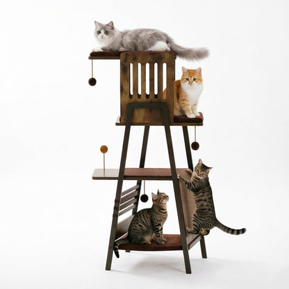 Cat Tree Tower, Large Multi-Level Cat Condo with Scratching Post, Vintage Brown7
