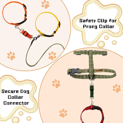 Saintrygo 8 Pieces Dog Collar Clip Prong Collar Safety Clip Adjustable Nylon Backup Harness Connector, Double Ended Backup Clasp for Dog Harness Pet(Cute Colors)3