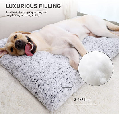 KSIIA Washable Dog Bed Deluxe Plush Dog Crate Beds Comfy Kennel Pad Anti-Slip Pet Sleeping Mat for Large, Jumbo, Medium, Small Dogs Breeds, 35" X 23", Gray3