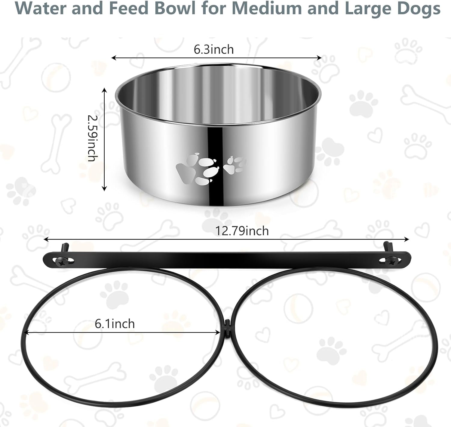 yummy-sam-hanging-pet-dog-food-water-bowl-for-cage-stainless-steel-non-spill-kennel-bowls-with-clamp-holder-crate-feeder-dish-for-medium-large-dogs-pets-silver-l-44-oz-44-oz