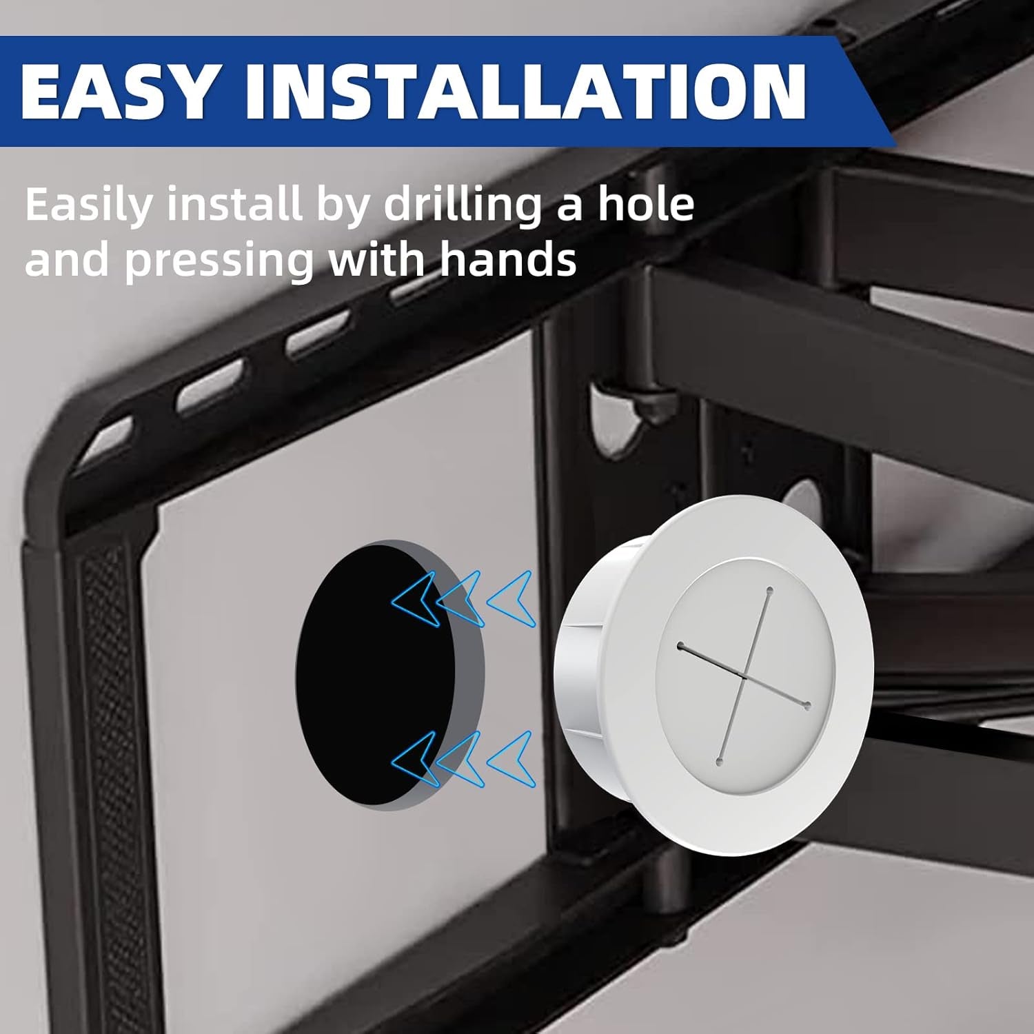 tv-wire-hider-kit-for-wall-mount-tv-white-in-wall-cable-management-kit-includes-2-pass-throughs-and-hole-saw-drill-attachment-for-easy-install