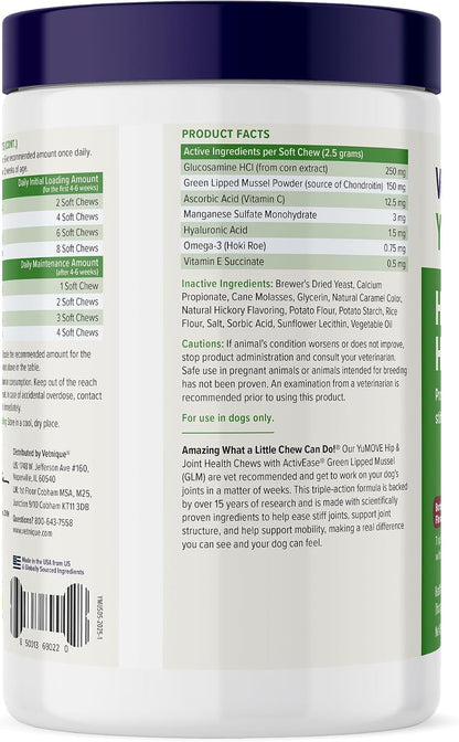 Yumove Adult Dog Hip & Joint Supplement Chews Green Lipped Mussel 300Ct | Glucosamine, Hyaluronic Acid & Omega 3 for Mobility Joint Supplement, Barbecue Daily Chews, NASC Certified8