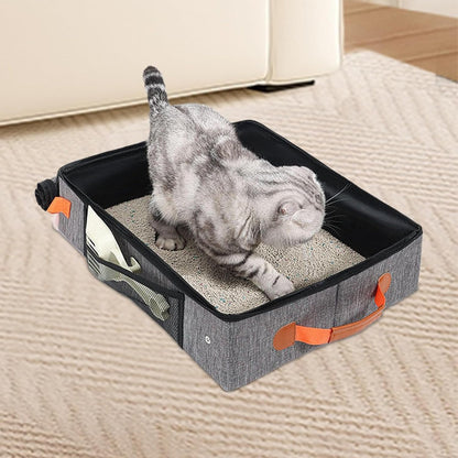 Portable Cat Litter Box for Travel Poop Tray Zipper Closure Hard Bottom | Waterproof Portable Cat Box Indoor Outdoor Travel Car Camping Hotel Corner Housebreaking8